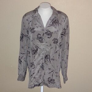 Moda Seta Sandra King 100% Silk Button Up Blouse Size M